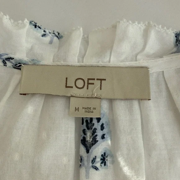 LOFT Border Floral Clip Pleated Blouse - Picture 10 of 11